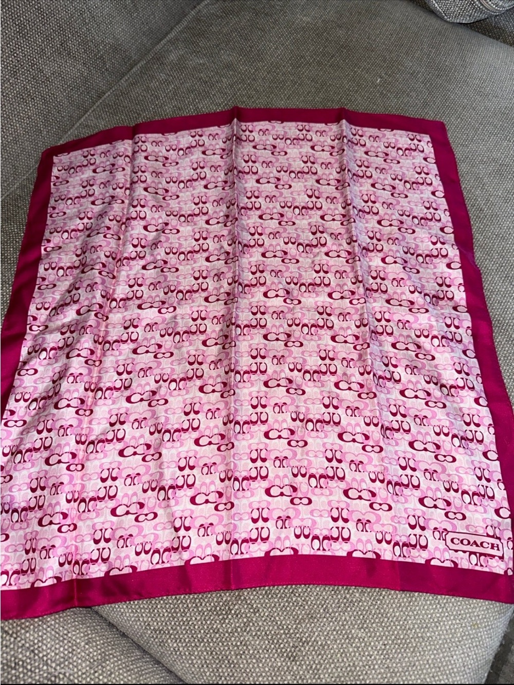 Coach Pink Signature Pattern with Magenta Border scarf
